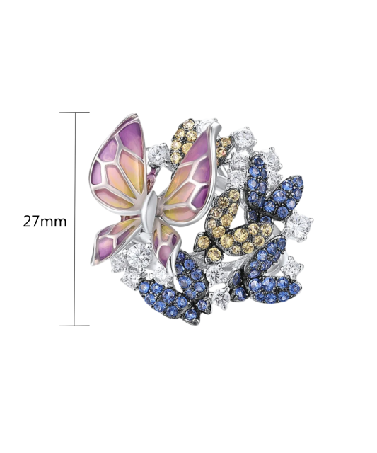 Sterling silver ring with enemal and zircons