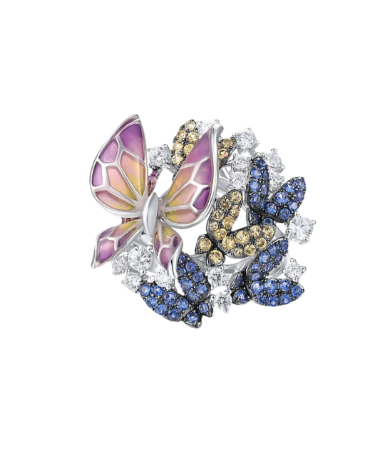 Sterling silver ring with enemal and zircons