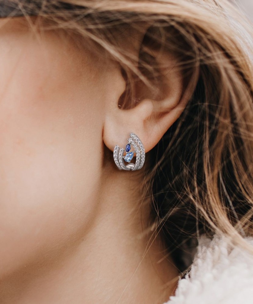 Sterling Silver earrings with zircons and spinels