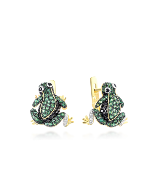 Gilded sterling silver earrings with zircons and spinels