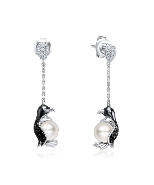 Sterling silver earrings with pearls and zircons