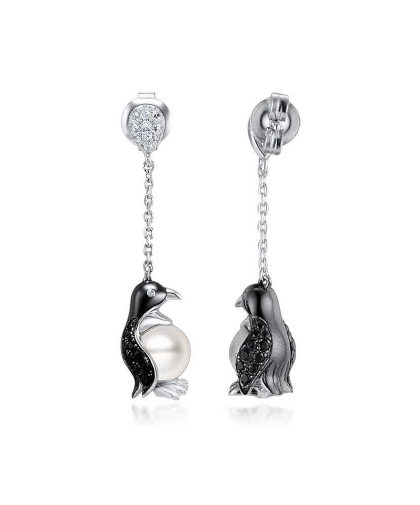 Sterling silver earrings with pearls and zircons