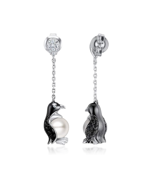 Sterling silver earrings with pearls and zircons