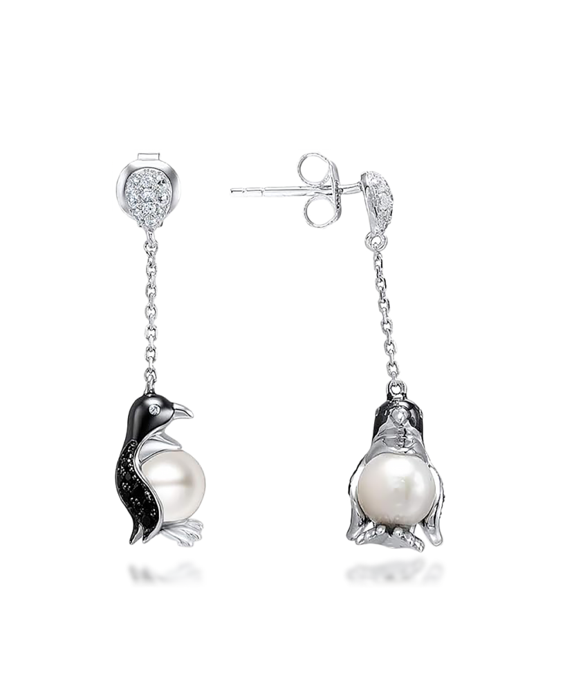 Sterling silver earrings with pearls and zircons