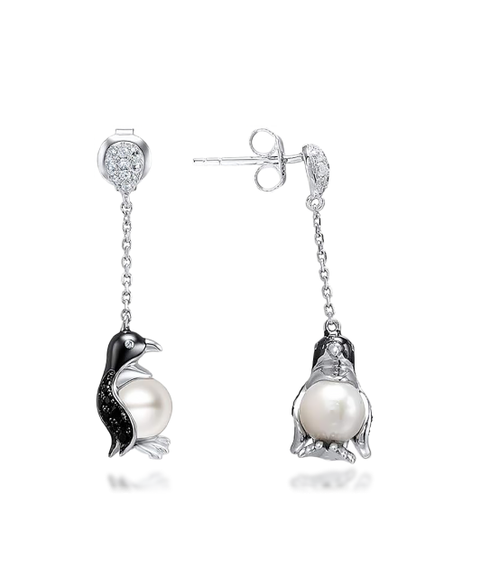 Sterling silver earrings with pearls and zircons
