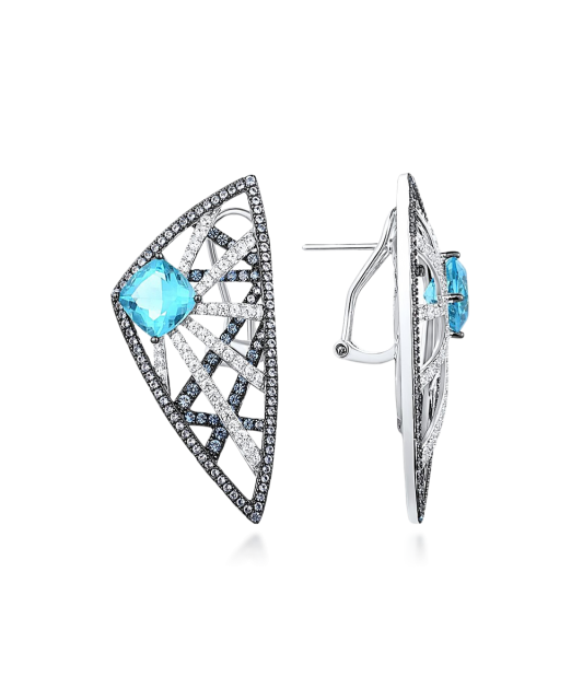 Sterling Silver earrings with zircons and spinels