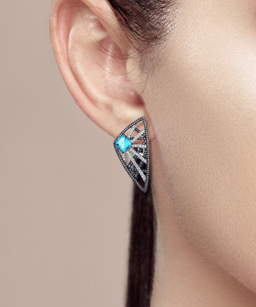 Sterling Silver earrings with zircons and spinels