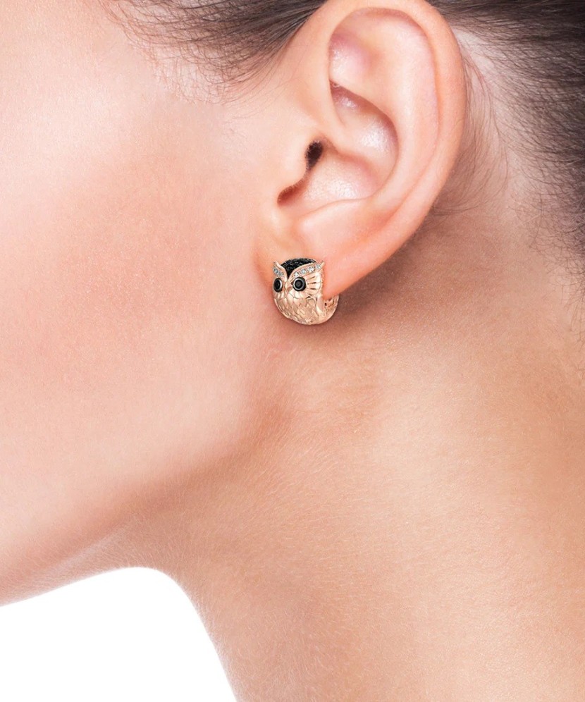 Gilded sterling silver earrings with zircons and spinels