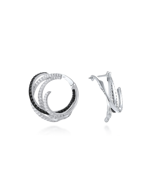 Hopeiset korvakorut zirkoneilla ja spinellillä