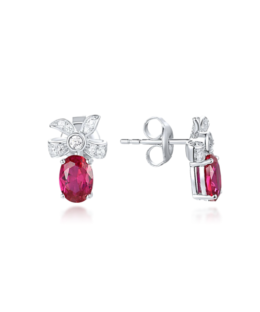 Sterling Silver earrings with nano rubies and zircons