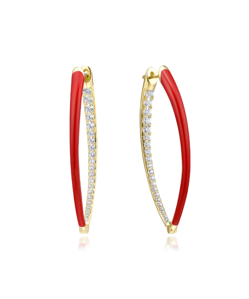 Gilded sterling silver earrings with zircons and enemal