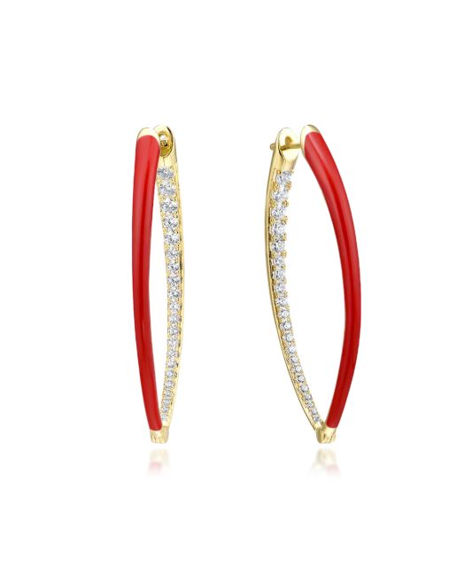 Gilded sterling silver earrings with zircons and enemal