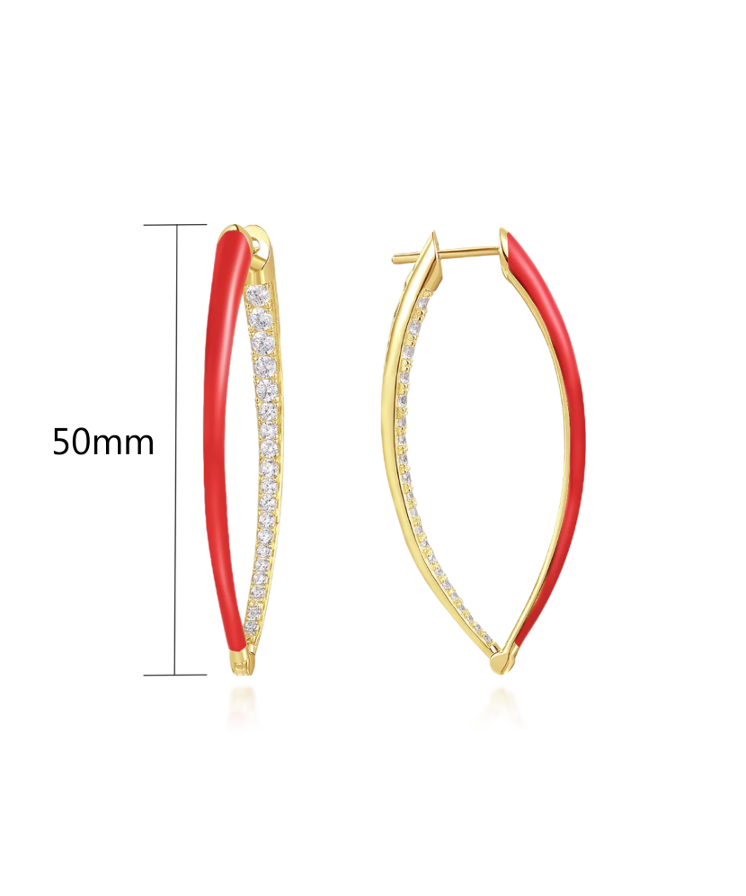 Gilded sterling silver earrings with zircons and enemal