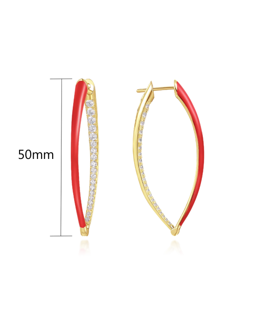 Gilded sterling silver earrings with zircons and enemal