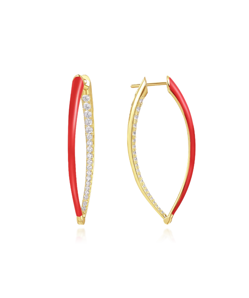 Gilded sterling silver earrings with zircons and enemal