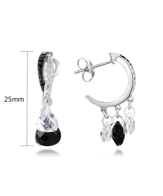 Sterling Silver earrings with onyx and spinels