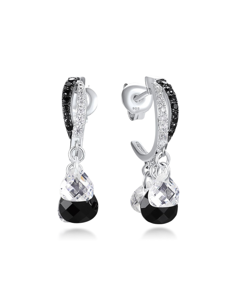 Sterling Silver earrings with onyx and spinels