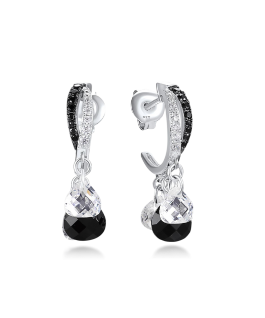 Sterling Silver earrings with onyx and spinels