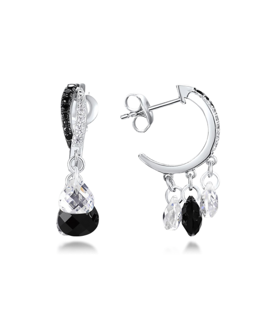 Sterling Silver earrings with onyx and spinels