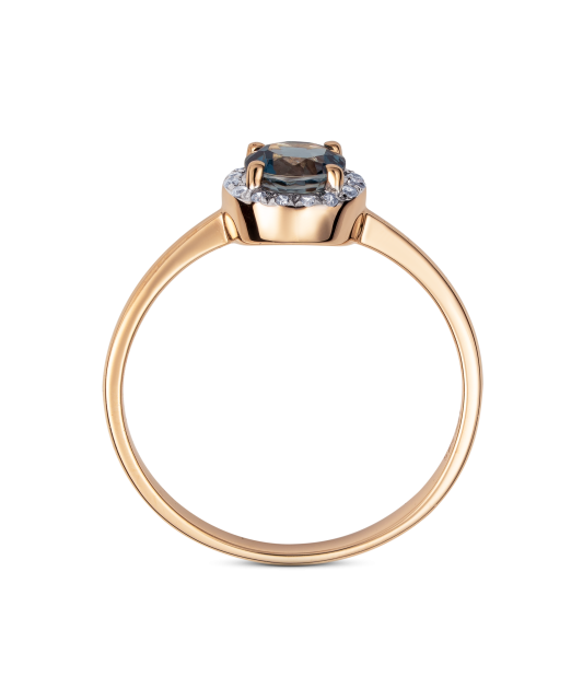 Gold ring with diamonds and London topaz