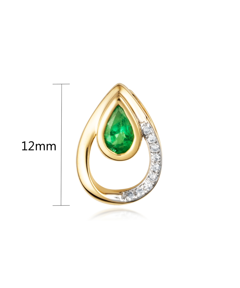 Yellow Gold pendant with emerald and diamonds
