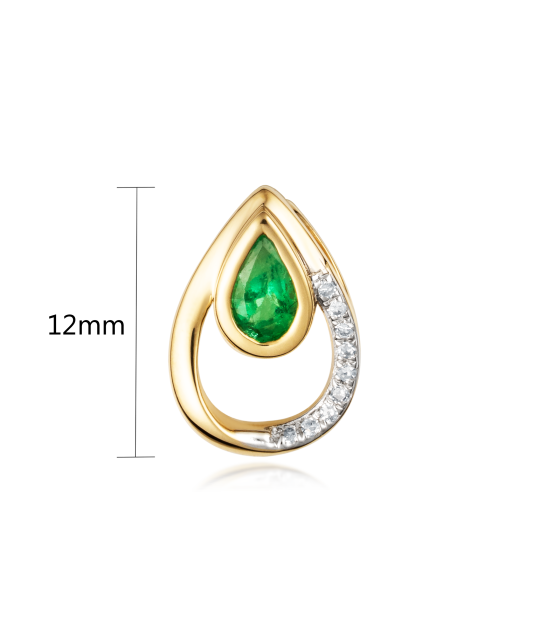 Yellow Gold pendant with emerald and diamonds