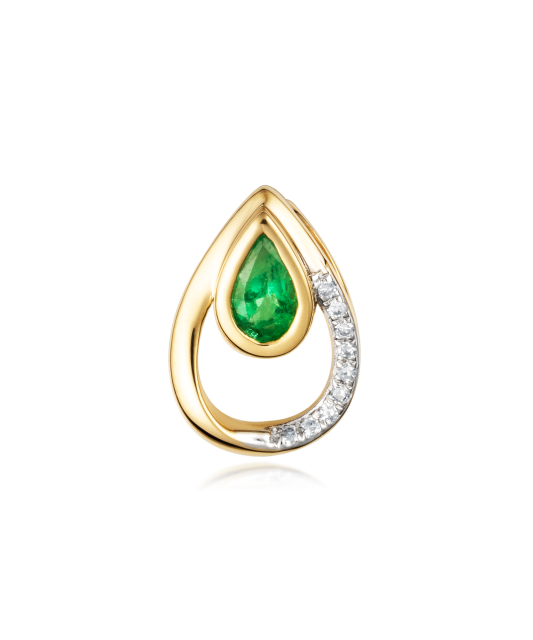 Yellow Gold pendant with emerald and diamonds