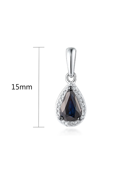 White gold pendant with diamonds and sapphires