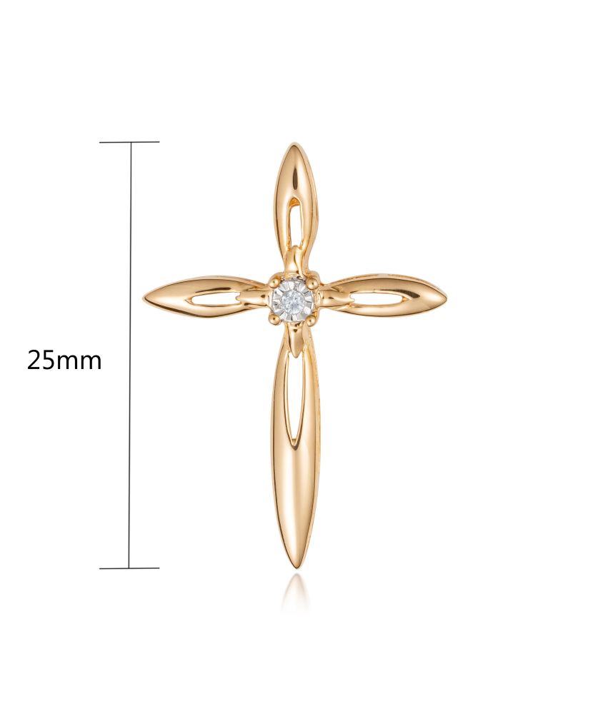 Gold pendant with diamonds "Cross"