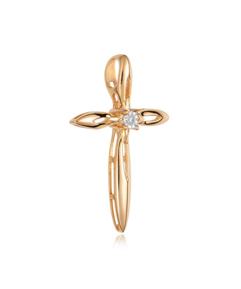 Gold pendant with diamonds "Cross"