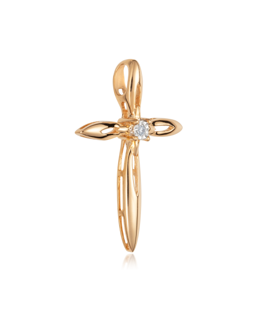 Gold pendant with diamonds "Cross"