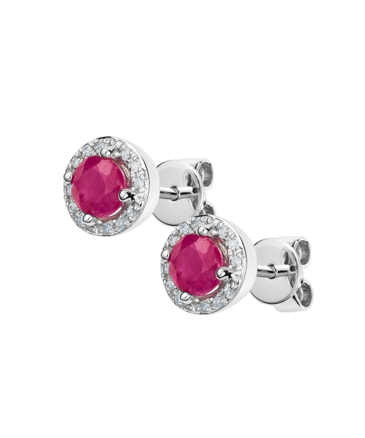 White gold earrings with rubies and diamonds