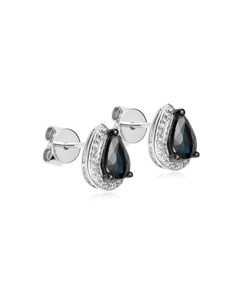 White gold earrings with sapphires and diamonds