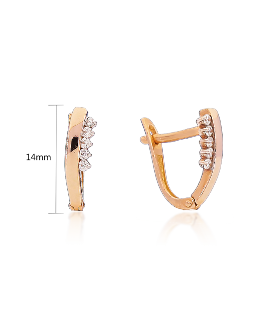 Gold earrings with zircons