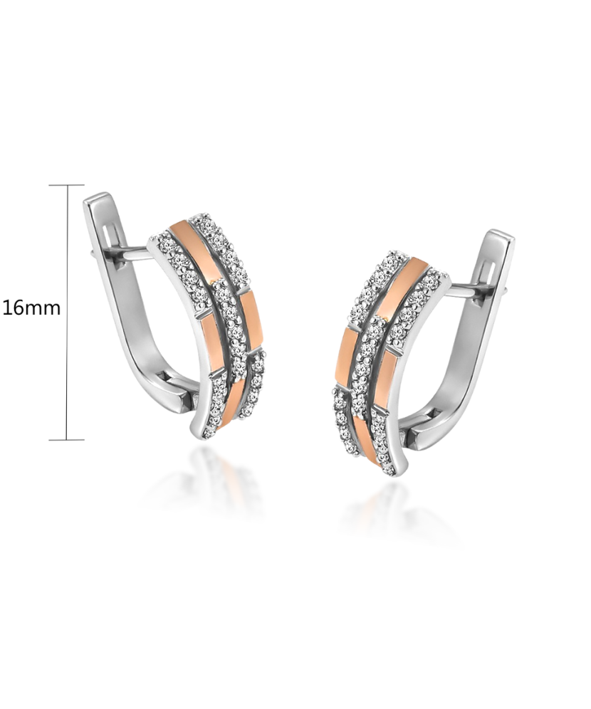 sidabriniai auskarai su cirkoniais dengti auksu  - Goldinga