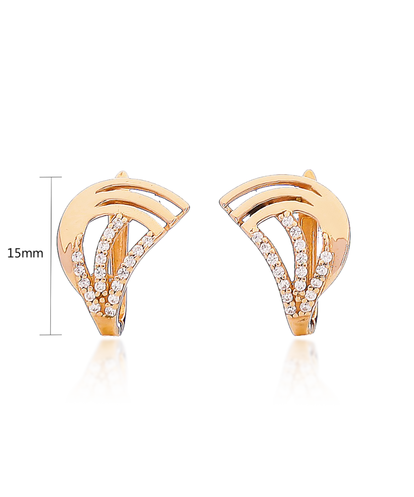 Gold earrings with zircons