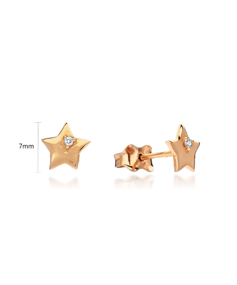 Gold earrings with zirconium "star"