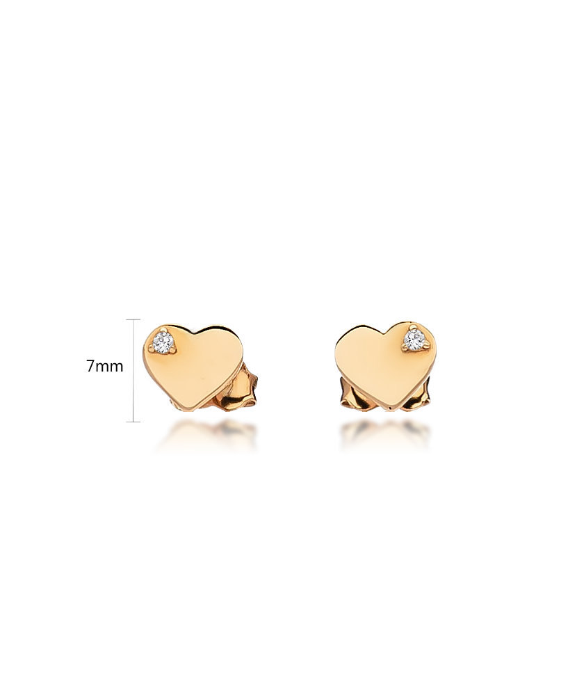 Gold earrings with zirconium "heart"