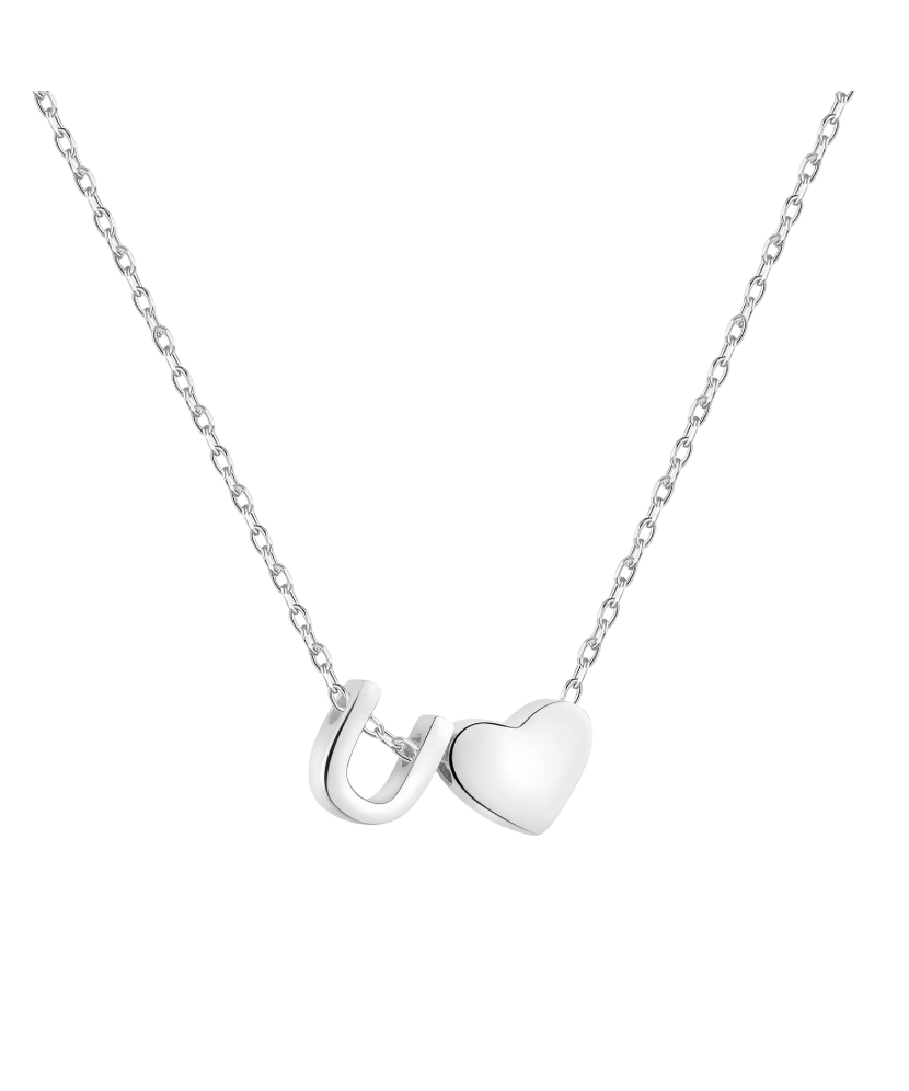 Hopeinen ketju riipuksella kirje U