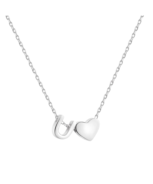 Hopeinen ketju riipuksella kirje U