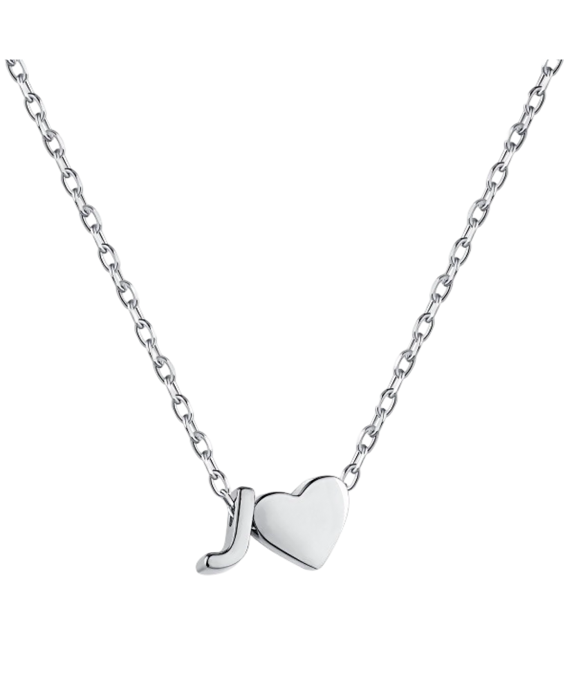 Hopeinen ketju riipuksella kirje J