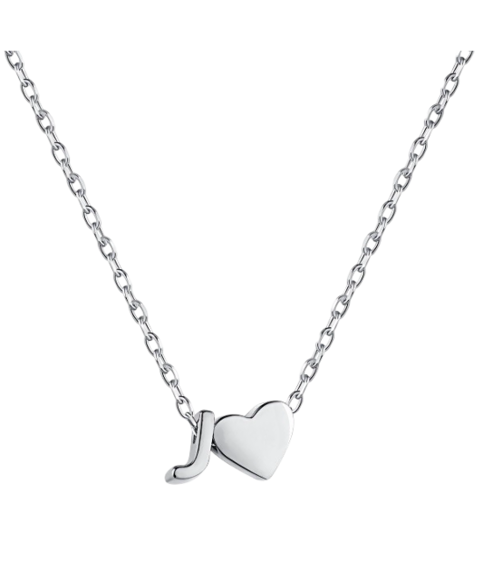 Hopeinen ketju riipuksella kirje J