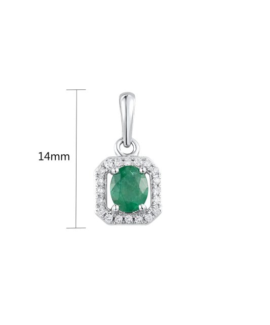 White gold pendant with diamonds and emerald