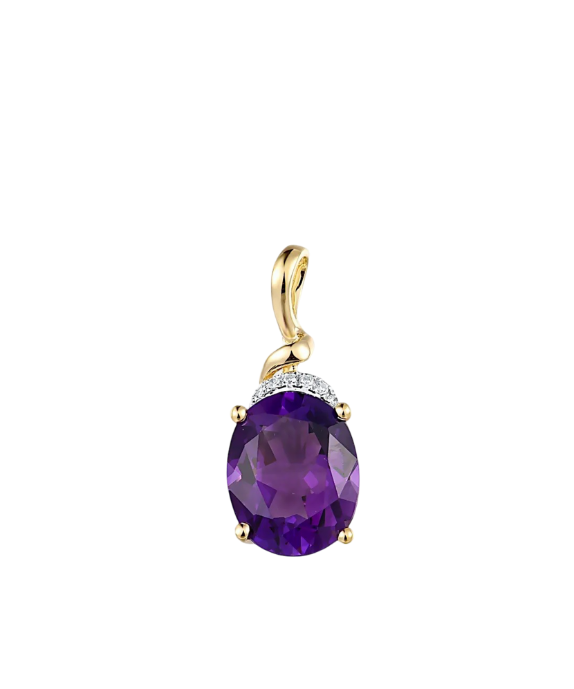 Yellow gold pendant with amethyst and diamonds