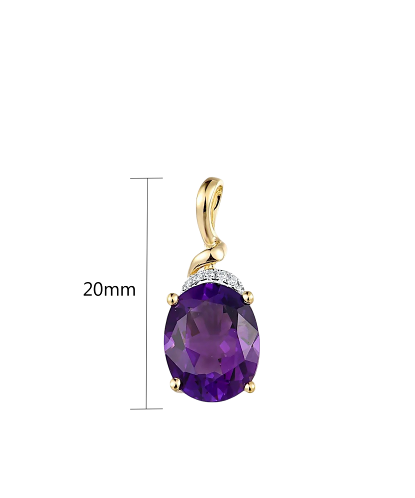 Yellow gold pendant with amethyst and diamonds