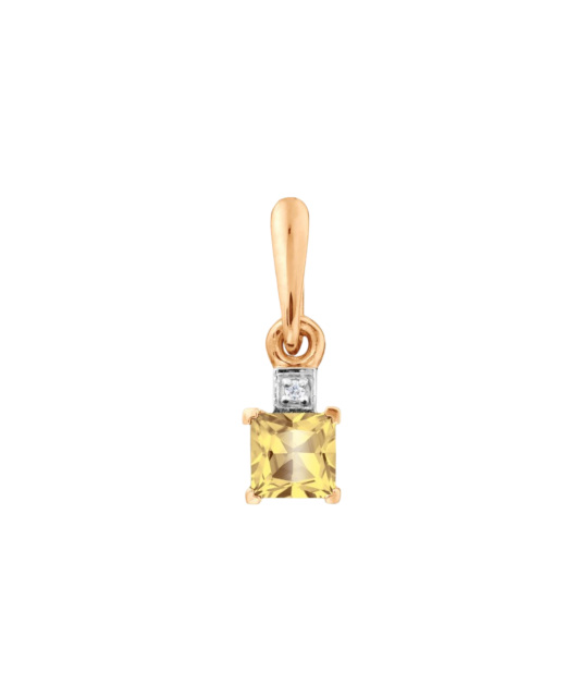 Gold pendant with citrine and zircons