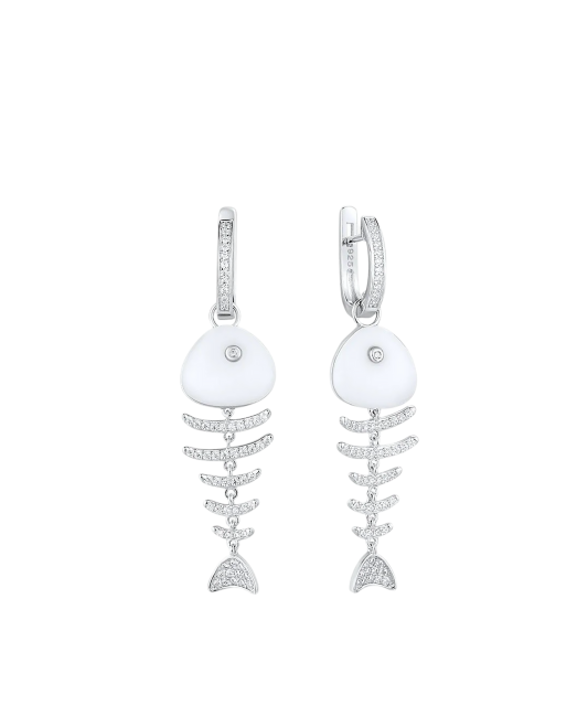 Sterling silver earrings with zircons and enamel