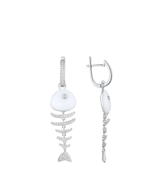 Sterling silver earrings with zircons and enamel