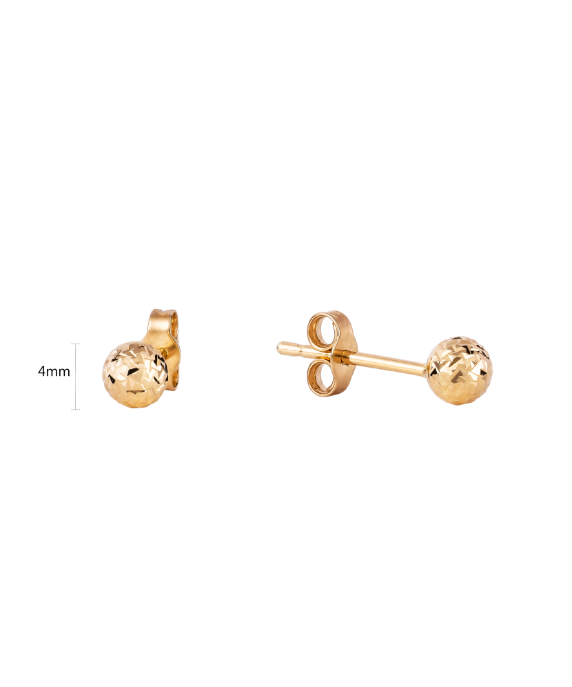 Engraved Gold  Earrings "Bubbles" 4mm