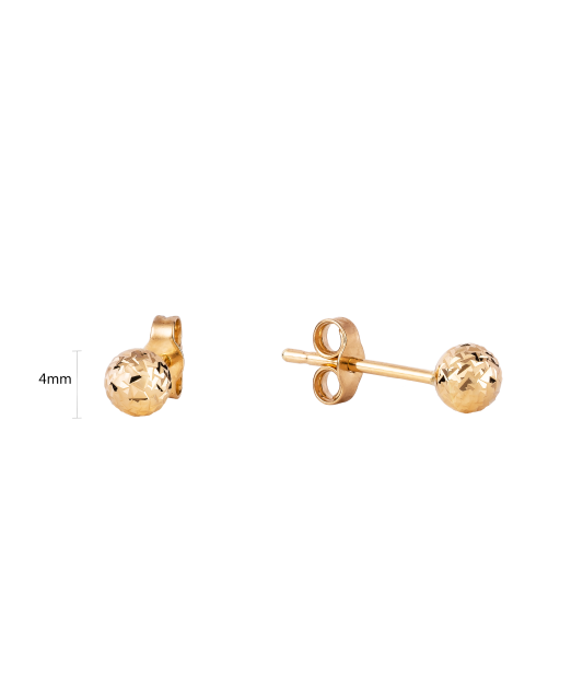 Engraved Gold  Earrings "Bubbles" 4mm